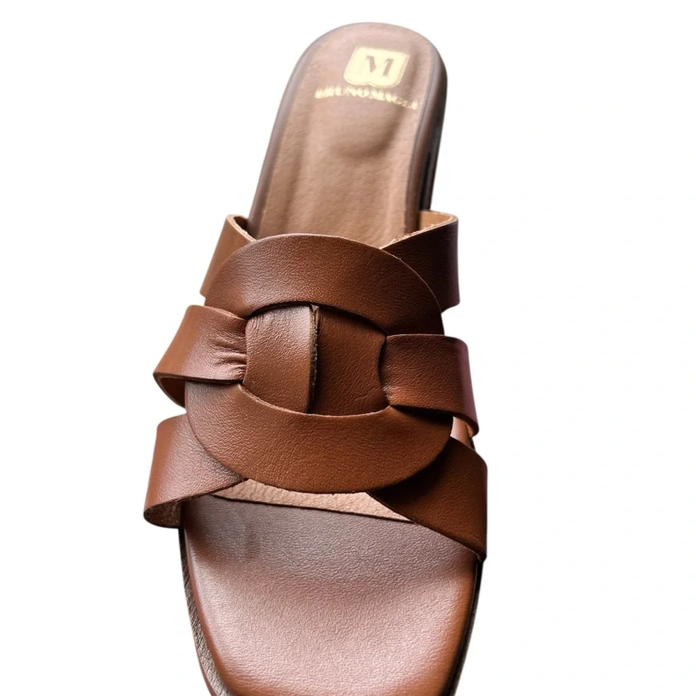 Bruno Magli Tan Leather Slide Sandals - Picture 1 of 2